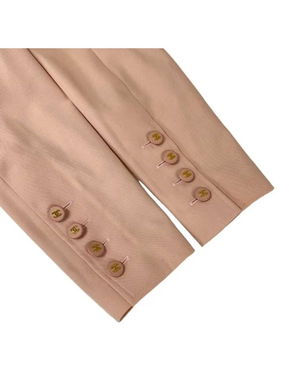 Chanel Jacket 40 M Light Pink Long Sleeve CC Logo Button Double Spring Autumn